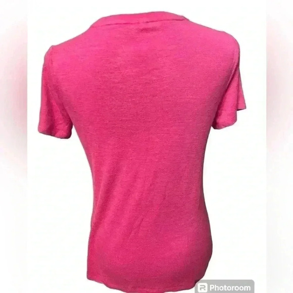 Banana Republic short sleeve rounded neck top in bright pink size XS - Picture 4 of 7